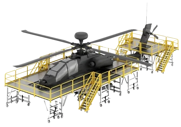 A helicopter is shown on the ground.