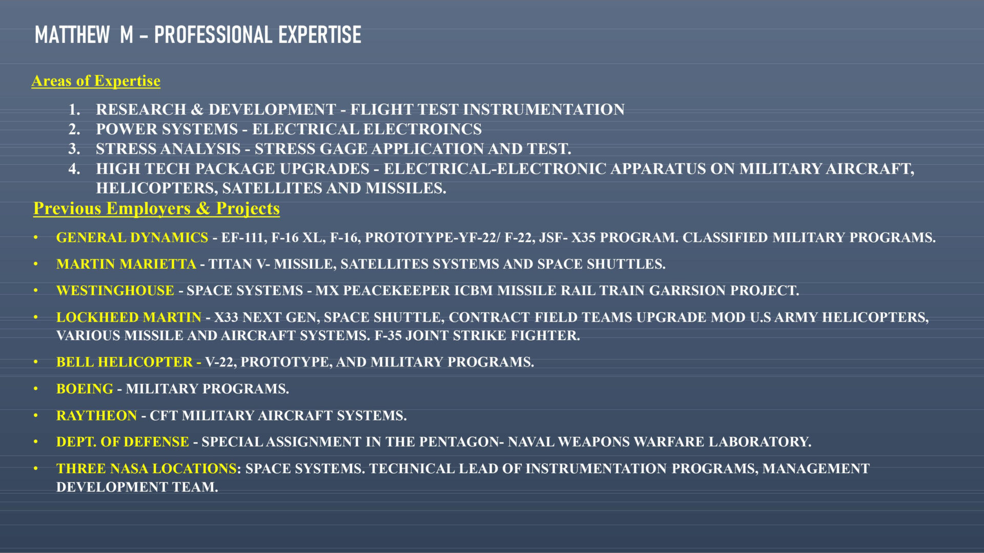 A professional expertise resume is shown in this image.